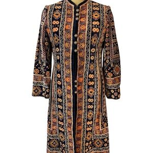 Rare Adele Simpson Couture Vtg 70’s Tapestry Carpet Maxi Coat